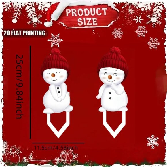 10" 2D Acrylic Flat 2pcs Outdoor Holiday Christmas Snowman Yard Sign Stakes - Picture 2 of 2